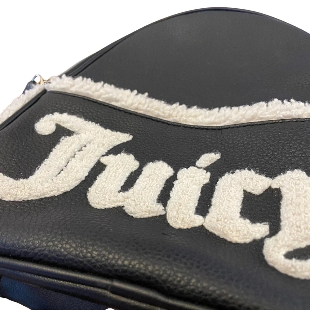 Juicy Couture Juicy Flashback Small Backpack Black Faux Sherpa Crossbody Bag Y2K